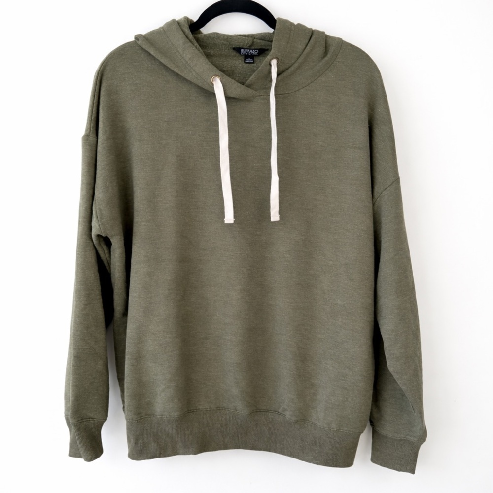 Buffalo Olive Green Hoodie Women's L Oversized Soft Pullover